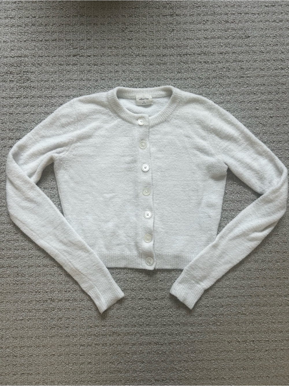 Aritzia White Wilfred Free Fluffy Cloud Knit Cardigan